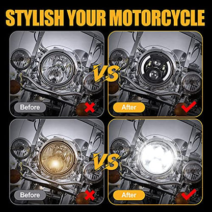 SUPAREE 7 Inch LED Motorcycle Headlight with Turn Signal: Black Motorcycle Headlight Compatible with Touring Road King Ultra Classic Electra Street Glide Tri Cvo Heritage Softail Slim Deluxe Fatboy