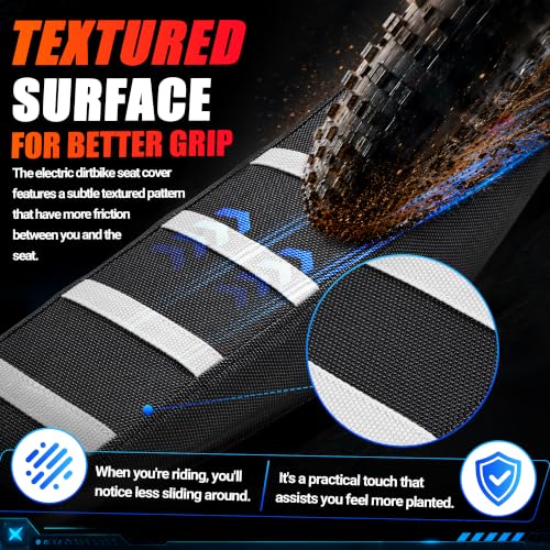 JFG RACING Seat Cover for VALTINSU Electric Dirt Bike,PVC Non-Slip Cushion Guard for VALTINSU EM5 Motorcycle Off-Road Ebike-White - color: White