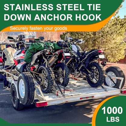 CZC AUTO Stainless Steel Tie Down Anchors Hooks 10 Pack, Tie Down Strap Rings, Suitable for Tie Down Attachment Points of Truck, Camper, Trailer, Truck Bed, Motorcycle, Dirtbike, Black - color: Black