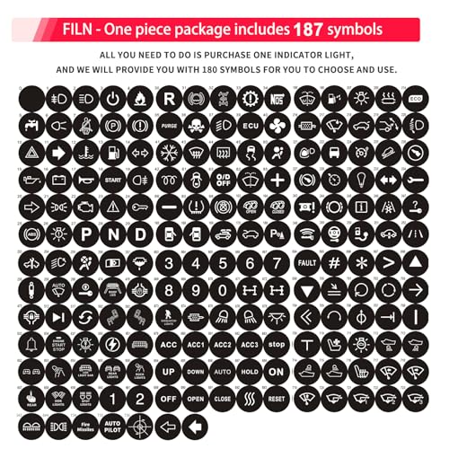 LED Indicator Lights 2PCS 12V 19mm Mounting Holes Includes 187 Replacement Symbols IP67 Waterproof Metal 24V Pilot Lights for Cars Boats Industrial Panels Dashboards (Red Light) - color: 19mm-Red Light-2PCS