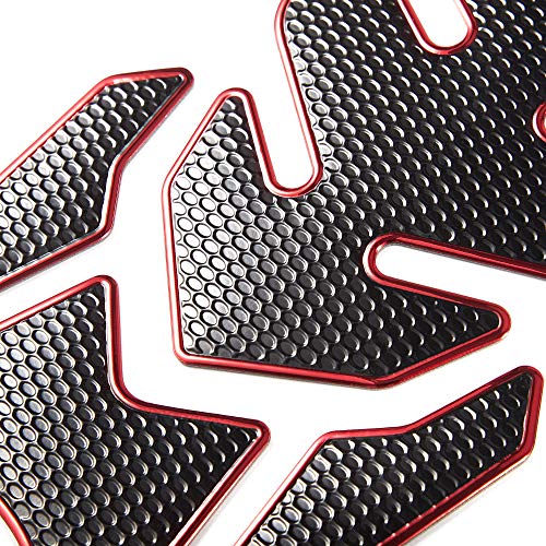 TOMALL 3D Gas Protector - Soft Rubber Tank Pad Decal, Anti Slip Waterproof Motorcycle Sticker (Red) - color: Red