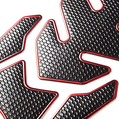 TOMALL 3D Gas Protector - Soft Rubber Tank Pad Decal, Anti Slip Waterproof Motorcycle Sticker (Red) - color: Red