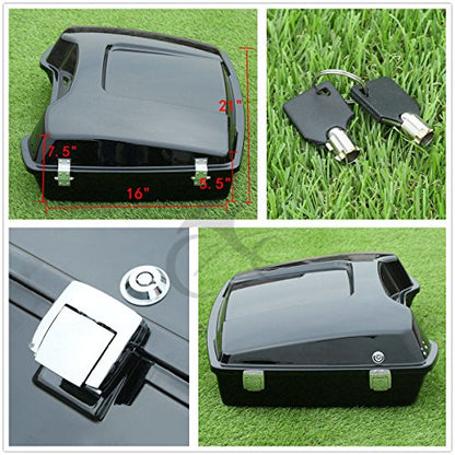 TCT-MOTORPARTS Razor Luggage Tour Trunk Luggage Tail Box W/Latch Key Fits for Harley Touring 2009-2013 Electra Glide Ultra Limited - color: Vivid Black