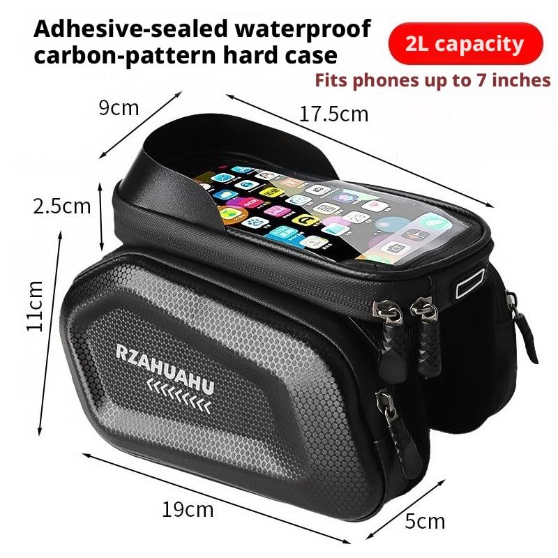 Waterproof Hard Shell Bike Frame Bag, Touch Screen MTB Front Tube Bag Cycling Phone Storage Pouch,Gift for Dad/Men