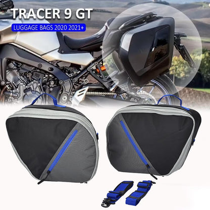 2 PCS Motorcycle Expandable Trunk Inner Bags Pannier Liner Waterproof Storage Suitcase for Yamaha TRACER 9/900 GT 2020-2021 (Red) (blue)