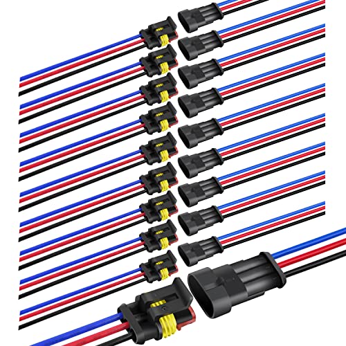 Nilight 3Pin Electrical Wire Connectors Male and Female Plug Socket Quick Disconnect Waterproof Play Terminals for Automotive Cars Trucks Motorcycles Marine Boats - size: 3Pin Wire Harness 10Sets