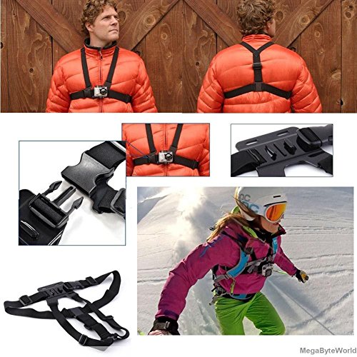 Chest Harness Mount Compatible with Gopro Hero 13 12 11 10 9 8/AKASO EK7000 Brave 4/ODDV/Hiicam/DJI Osmo/Icefox/Camlance/WOLFANG Action Camera Accessories, Adjustable Chest Strap Mount with J Hook