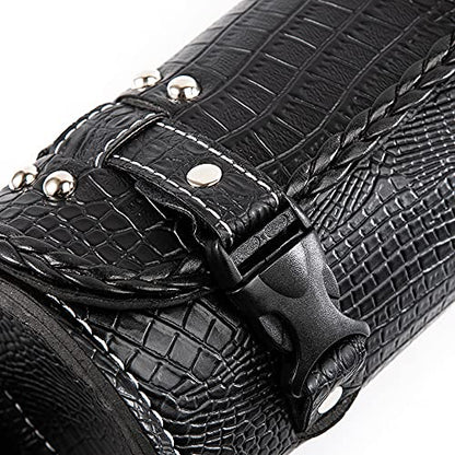 Universal Motorcycle Handlebar Bag Quick Release Crocodile PU Leather Waterproof Tool Bag with 2 Fixing Straps - color: Black 3