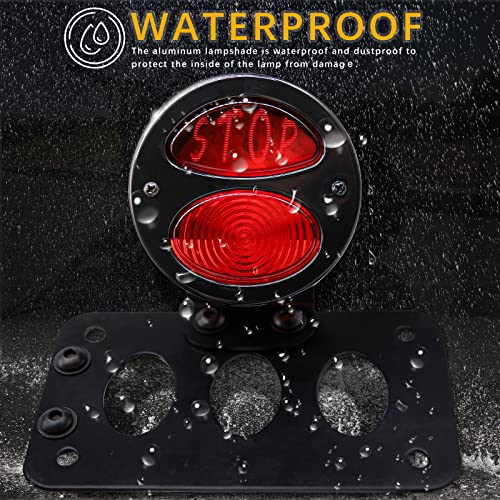 Rich Choices Motorcycle Tail Lights with Side License Plate Bracket Brake Lights Integrated Stop Light Waterproof Aluminum Universal 12V for Sportster 883 1200 Cruiser Bobber Chopper - color: Black#4