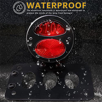 Rich Choices Motorcycle Tail Lights with Side License Plate Bracket Brake Lights Integrated Stop Light Waterproof Aluminum Universal 12V for Sportster 883 1200 Cruiser Bobber Chopper - color: Black#4