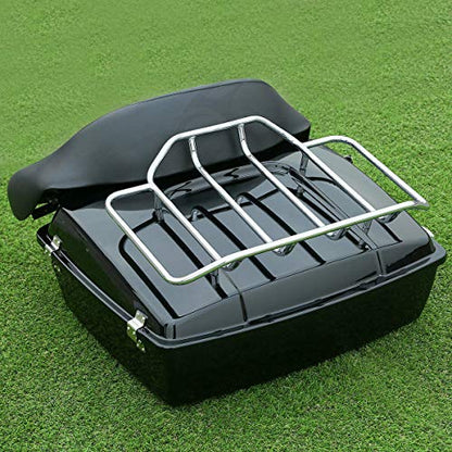 TCMT Chopped Motorcycle Trunk Backrest Pad Luggage Rack 2 Up Mount Rack Fit For Harley Touring 1997-2008 Road King Road Street Electra Glide Pack - color: Chopped Style A Chrome Rack