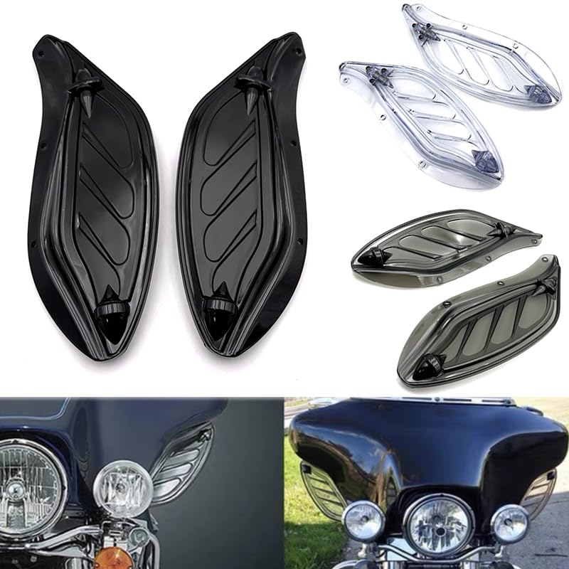 IZX fit for Harley Touring CVO Electra Street Glide Ultra Classic FLHX FLHTCSE Tri Glide Ultra Classic 96-13 Motorcycle Air Deflector Side Wing Windshield Fairing (Clear) - color: Clear