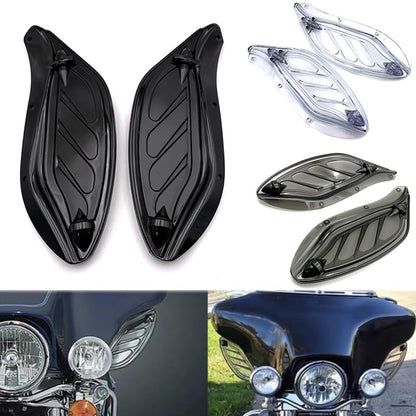 IZX fit for Harley Touring CVO Electra Street Glide Ultra Classic FLHX FLHTCSE Tri Glide Ultra Classic 96-13 Motorcycle Air Deflector Side Wing Windshield Fairing (Smoked) - color: Smoked