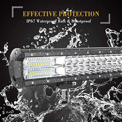 SKYWORLD LED Light Bar, 7D 20 inch 288W Spot Flood Combo Beam Work Driving Lamp with Black License Plate Mounting Bracket 12V Wiring Harness Kit On Off Switch for Truck Car ATV SUV 4X4 Boat - size: Light + Bracket + 12V Toggle Wiring