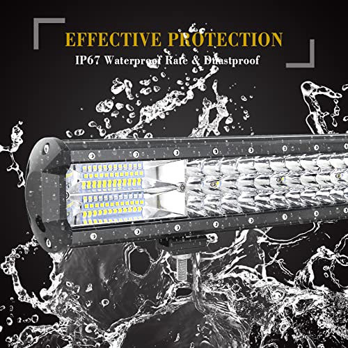 SKYWORLD LED Light Bar, 7D 20 inch 288W Spot Flood Combo Beam Work Driving Lamp with Black License Plate Mounting Bracket Wiring Harness Kit for Truck Car ATV SUV 4X4 Truck Boat - size: Light + Bracket + 12V Wiring