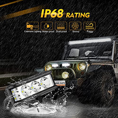 Auxbeam 5in 68W Offroad Driving Lights, 6800LM Side Shooter LED Light Bar with White Spot Flood Combo Beam, Waterproof Offroad Fog Light for UTV ATV Jeep Wrangler Motor Truck Boat - color: White Offroad Driving Lights