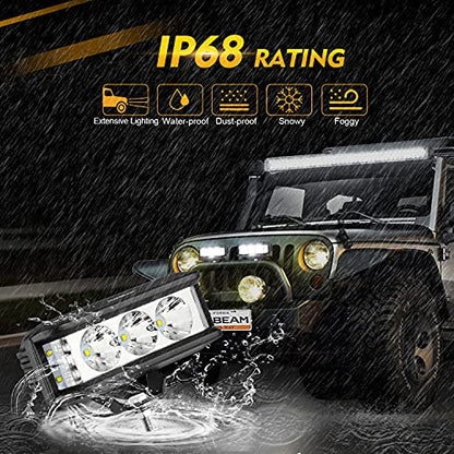 Auxbeam 5in 68W Offroad Driving Lights, 6800LM Side Shooter LED Light Bar with White Spot Flood Combo Beam, Waterproof Offroad Fog Light for UTV ATV Jeep Wrangler Motor Truck Boat - color: White Offroad Driving Lights