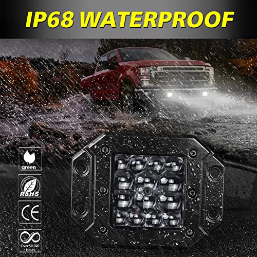 Flush Mount LED Pods, 2pcs 84W Flush Mount LED Bumper Fog Lights Spot Beam Backup Reverse Lights Off Road Driving Light for Trucks Pickup UTV ATV Boat - color: White Flush
