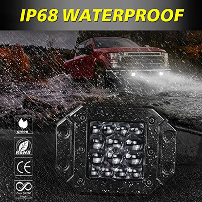 Flush Mount LED Pods, 2pcs 84W Flush Mount LED Bumper Fog Lights Spot Beam Backup Reverse Lights Off Road Driving Light for Trucks Pickup UTV ATV Boat - color: White Flush