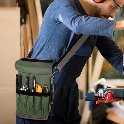 Roll Up Tool Bag, Heavy Duty Portable Soft Tool Storage with 2 Detachable Pouches,guy gifts for Him Dad Men Mechanic Welding, Green