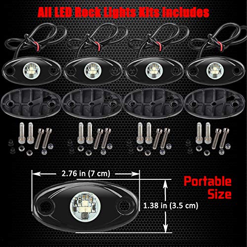 4 Pods LED Rock Lights, Ampper Waterproof LED Neon Underglow Light for Car Truck ATV UTV SUV Offroad Boat Underbody Glow Trail Rig Lamp (Blue) - color: Blue, size: 4 Pods