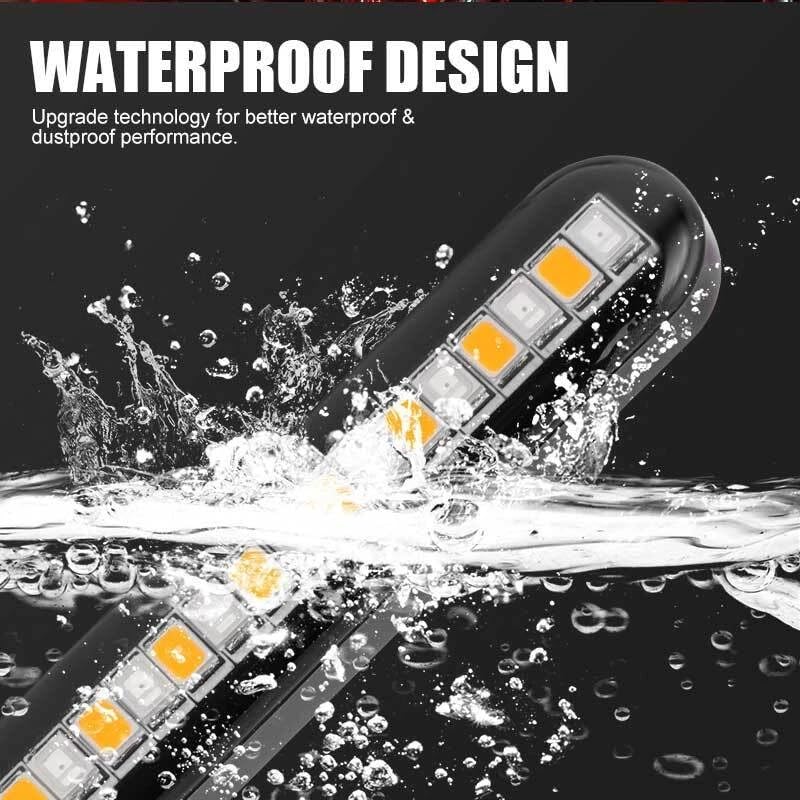 2PCS Universal LED Strip Motorcycle Tail Light Turn Signals Flowing Sequential,24 LED Flexible Brake Stop License Plate Lights Waterproof for Motorcycle Bike ATV Car RV SUV (WHITE+YELLOW) - color: WHITE+YELLOW