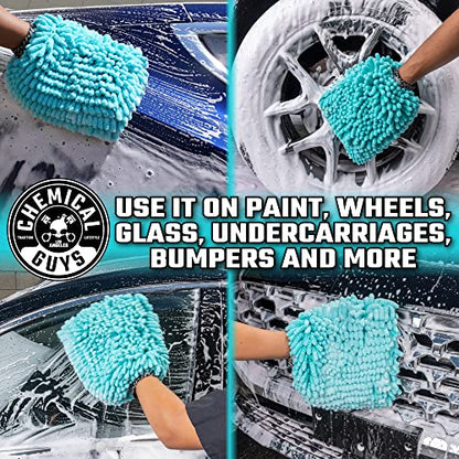 Chemical Guys Teal X-Large Noodles Mitt 2 Pack - Ultra Plush Scratch-Free Wash Mitt with Maximum Foam Coverage for All Vehicle Surfaces (MIC51302)