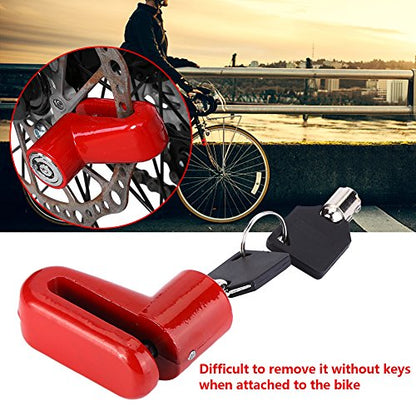 Metal Motorcycle Wheel Lock, Anti Theft Disc Brake Security Lock with Keys and Plastic Frame, Black and Red - color: Red
