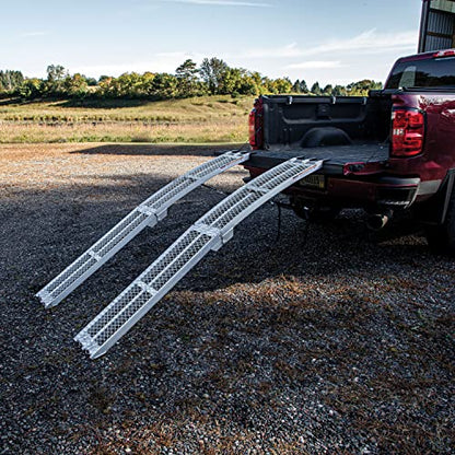 YUTRAX® 89” Folding Arched Ramps, Aluminum Arch Ramps, 1500 lb. Capacity, Arched Design, Folds for Transport, ATV/Golf Cart/Riding Lawn Mower Loading, Pair - size: 89-Inch, 1500lb. Load Capacity
