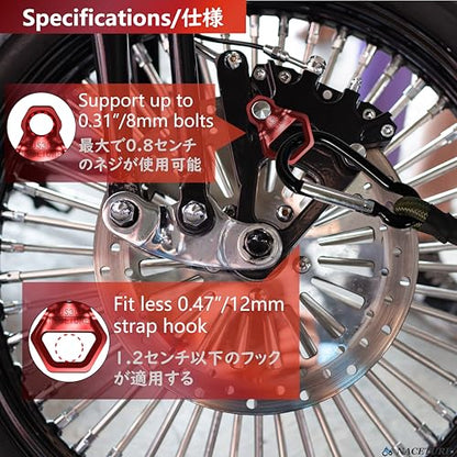 Motorcycle Tie Down Anchor Hook Heavy Duty Stainless Steel 10 Pack - Dirt Bike Tie Down Strap Rings Accessories for Truck, Camper, Trailer, Truck Bed Tie Down Anchor (Small Red) - style: Small Red