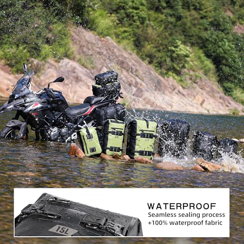 Waterproof Motorcycle Tail Bag 15L Motorbike Rear Rack Storage Bag Saddle Pannier for Touring Adventure Commuting Black - size: 15L