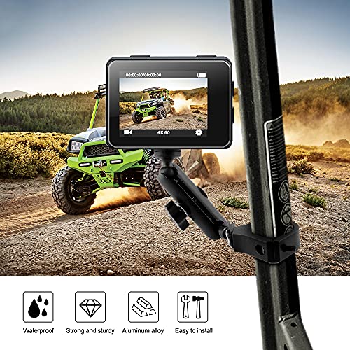 MAIKER Off Road UTV ATV Camera Mount, Compatible with GoPro, 1.75-2 inch Roll Bar, Aluminum Alloy, Easy Installation, Rotatable 360 Degree Ball Head, Black