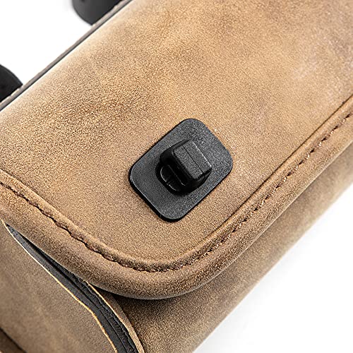 Mini Motorcycle Handlebar Bag Saddlebag Roll Tool Bag for Cafe Racer Bobber Chopper Storage pouch (Brown) - color: Brown