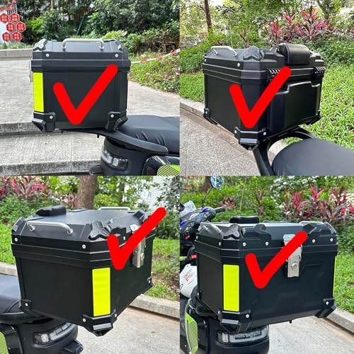 Motorcycle Top Case 57L Trunk Tail Box Bag Aluminum alloy handle with Leather Lining Anti-Theft with Lock & Back Cushion Waterproof Dustproof Easy Installation with Universal Bracket Black - color: Black（57L-Single Lock）