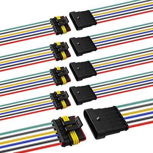 6 Pin Way 16 AWG Car Waterproof Electrical Connector Plug with Wire AWG Marine Pack of 5 - size: 6 Pin