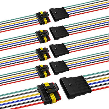 6 Pin Way 16 AWG Car Waterproof Electrical Connector Plug with Wire AWG Marine Pack of 5 - size: 6 Pin