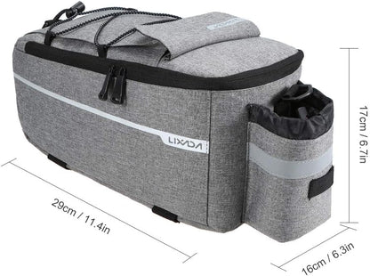 Lixada Bike Panniers Bike Trunk Bag Insulated Bag for Warm/Cool Items, Bicycle Rear Rack Storage Luggage Bicycle Seat Multifunctional Insulated Trunk Cooler Bag Shoulder Bag 11.4 6.3 6.7in - color: Gray