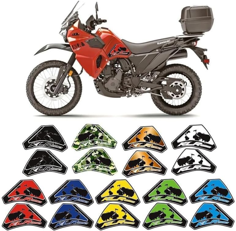 KLR650 Tank PAD Front Side Tank Pad Fuel Stickers Compatible with Klr650 2022-2025 3D Gel Tank Fuel Gip Decal KLR650 Sticker Pad (red) - color: Red