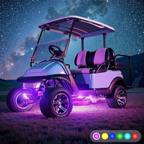 10L0L 2PCS Golf Cart Underglow LED Light Kit, Underbody RGB Strip Lights, 24-Mode Neon Accent Lighting, Music Sync, Wireless Remote, IP67 Waterproof, 12V-80V Input for EZGO Yamaha Club Car - style: 2 Pack(Underbody)