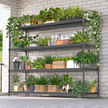 60" W Storage Shelves 2640 LBS Heavy Duty Garage Shelving, Adjustable Wire Shelving Metal Shelving with Liners, Fits 27-Gallon Totes, 60" W x 18" D x 68.4" H for Commercial Warehouse, Black - size: 60" W x 18" D x 68.4" H-4 Tier