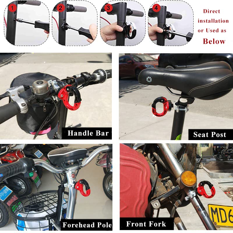 Universal Hanger Hook for Electric Scooter - Hanging Adjustable Pothook for Poles (20mm - 37mm in Diameters) Different Screws Meet Different Need Like Scooter,Bike,MTB,Motorcycle, Bicycle