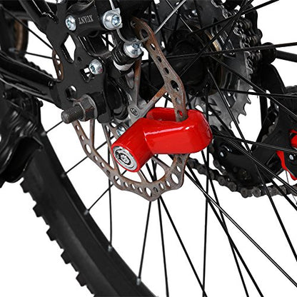 Metal Motorcycle Wheel Lock, Anti Theft Disc Brake Security Lock with Keys and Plastic Frame, Black and Red - color: Red