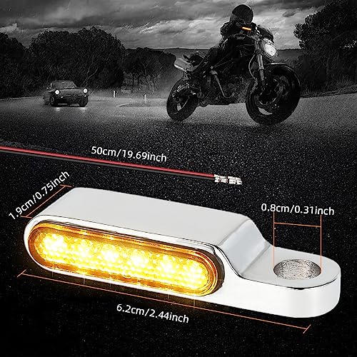 Motorcycle Mini LED Turn Signal Light 2pcs Universal Handlebar Indicator Blinker Light Flasher Lamp with 8mm Rearview Mirror Bolts - color: silver