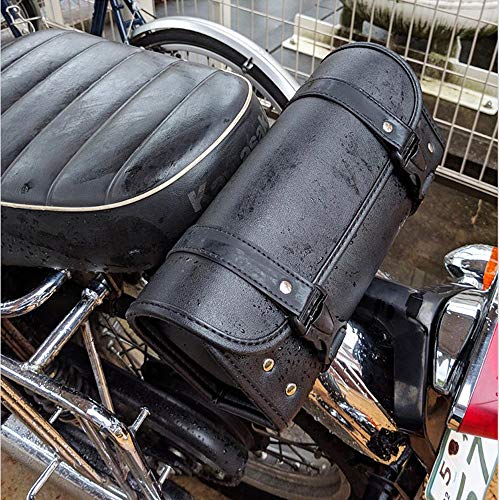 CYSKY Motorcycle Tool Bag, Universal PU Leather Motorcycle Fork Bag, Saddle Roll Bags, Handlebar Bag, Sissy Bar Storage Tool Pouch for Yamaha Honda Sportster Softail Dyna Kawasaki Suzuki Ducati KTM