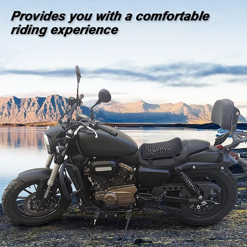 Motorcycle Seat Cushion for Honda SCL500 2024, 3D Honeycomb Shock Absorbing Seat Pad, Breathable Gel Seat Cushion Comfortable for Motorbike Long Rides