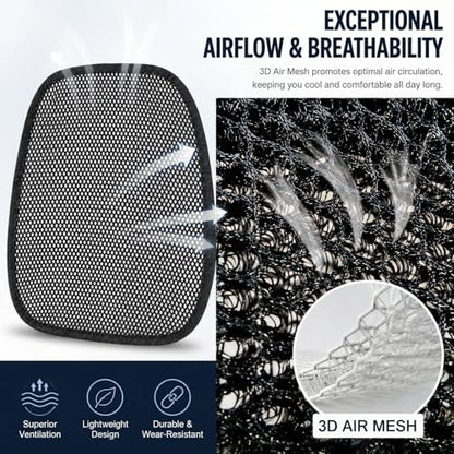 acdiac Summer Cool 3D Air Mesh Breathable Vented Car Seat Cushion Pad Set,Universal Auto Back Cooling Ventilated Seat Cover for Car SUV Truck Van Pickup (Black, 1 Pack seat pad +1 Pack Back Cushion) - size: 1 pack seat pad +1 pack back cushion
