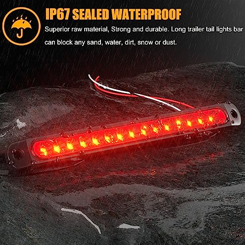PSEQT 10" 15 LED Trailer Brake Tail Light Bar Stop Change Tail Lights Assembly ID Clearance Strip Red Light Waterproof for Wrangler Golf Cart Offroad Truck RV UTV ATV - color: Red