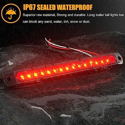 PSEQT 10" 15 LED Trailer Brake Tail Light Bar Stop Change Tail Lights Assembly ID Clearance Strip Red Light Waterproof for Wrangler Golf Cart Offroad Truck RV UTV ATV - color: Red