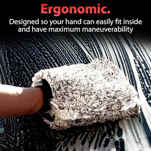 Adam's Polishes Microfiber Car Wash Mitt, Car Sponge Wrapped in Soft, Plush Fiber Cloth Material, Safe Washing with Any Car Soap, Bucket, Foam Gun, Foam Cannon, Other Cleaning Supplies