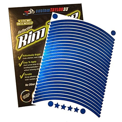 CustomTAYLOR33 Blue High Intensity Grade Reflective Copyrighted Safety Tapes for All Vehicles (Must Select Your Rim Size), 15"/17" (Combination Size) - size: 15"/17" (Combination Rim Size)